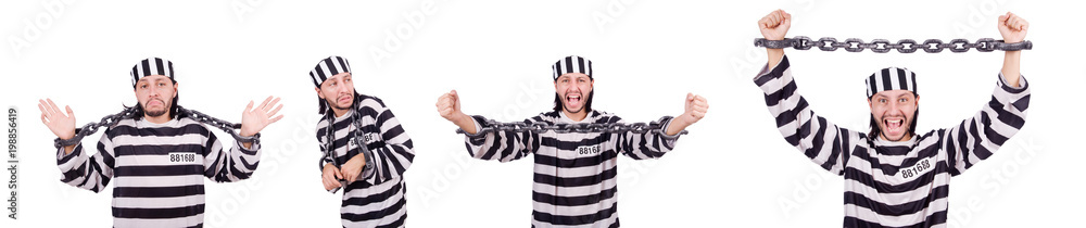 Prison inmate isolated on the white background Prison inmate isolated on the white background