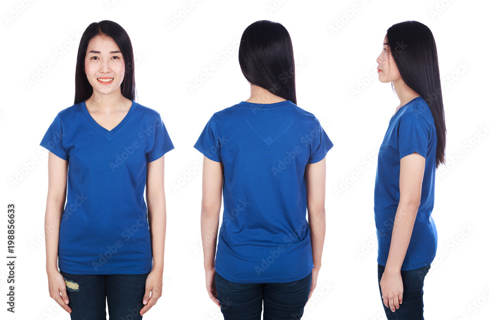 woman in t-shirt isolated on white background woman in t-shirt isolated on white background