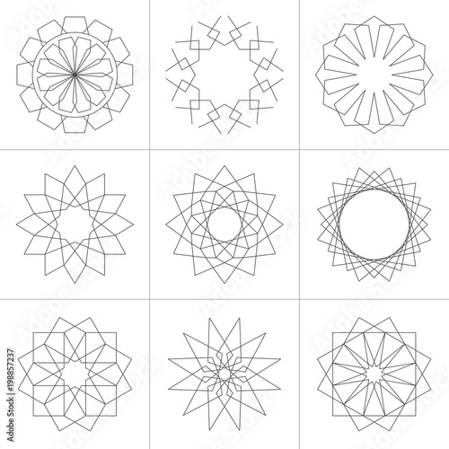 Set of geometric shapes in line style