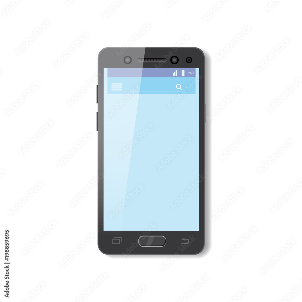Black smartphone with blue screen. Phone mobile, vector, illustration, isolated Black smartphone with blue screen. Phone mobile, vector, illustration, isolated