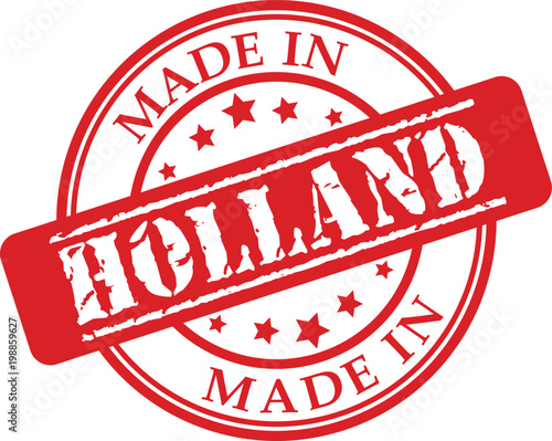 Made in Holland red rubber stamp illustration vector on white background