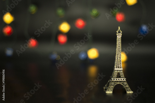Eiffel tower isolated on black background.