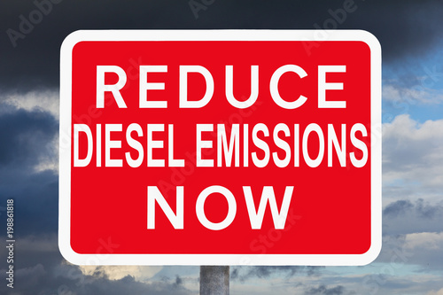 warning sign REDUCE DIESEL EMISSIONS NOW