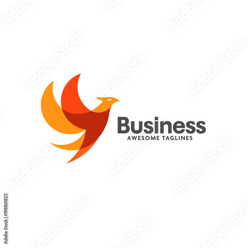 creative bird vector logo. red color modern stylized unusual bird shape