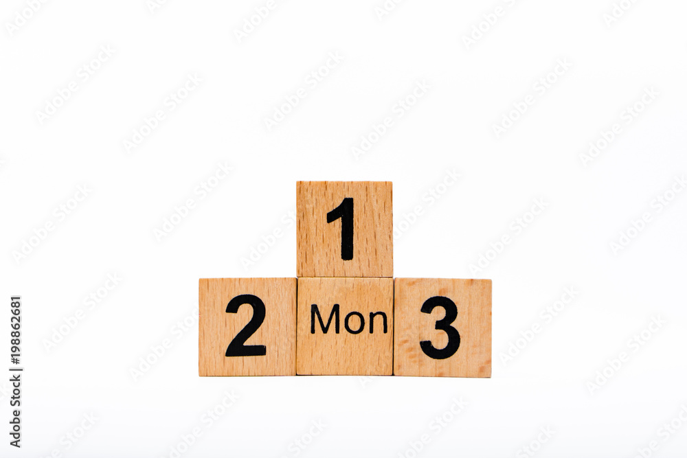 Wooden numbers isolated on white background Stock Photo by