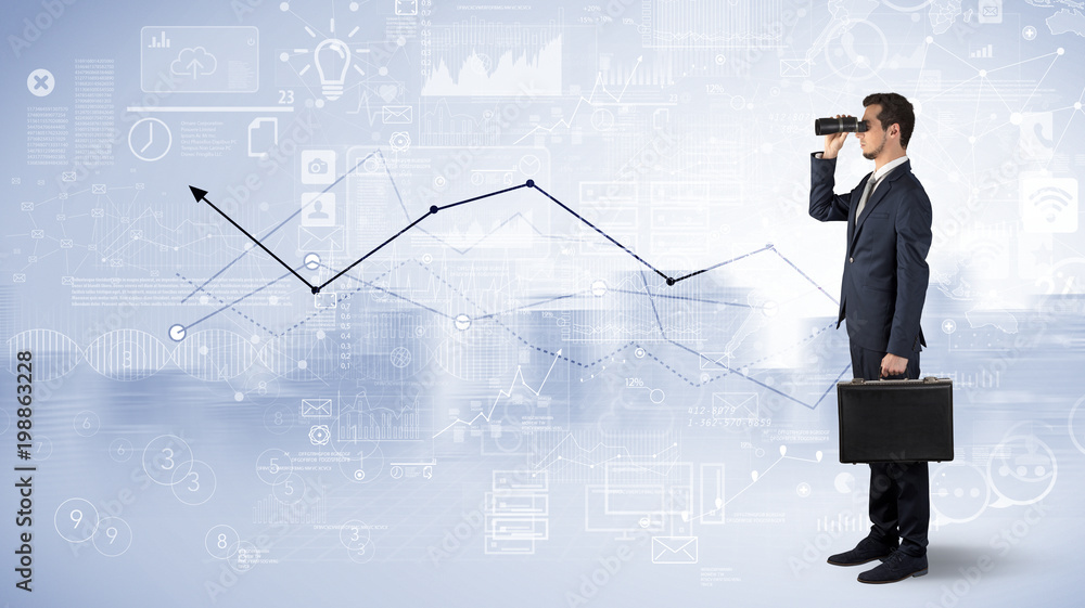 Businessman looking forward through binoculars with increase concept
Businessman looking forward through binoculars with increase concept