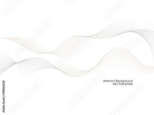Abstract wavy white background with gray color smooth curves wave lines for technology background or modern background