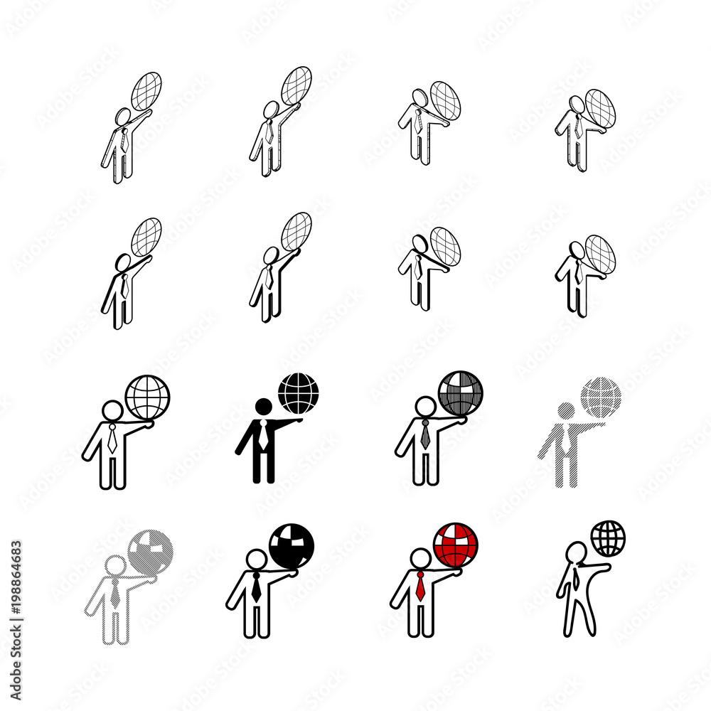 Set of vector Collection modern vector. Person Hold World icon multi type of 3d isometric, solid, line, scribble hatch, doodle, shadow isometric and a little colour on white background eps10 Set of vector Collection modern vector. Person Hold World icon multi type of 3d isometric, solid, line, scribble hatch, doodle, shadow isometric and a little colour on white background eps10