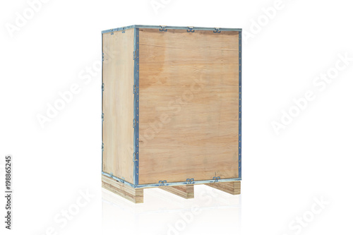 Fototapeta Naklejka Na Ścianę i Meble -  Wooden Goods box for cargo shipping isolated on white with clipping path