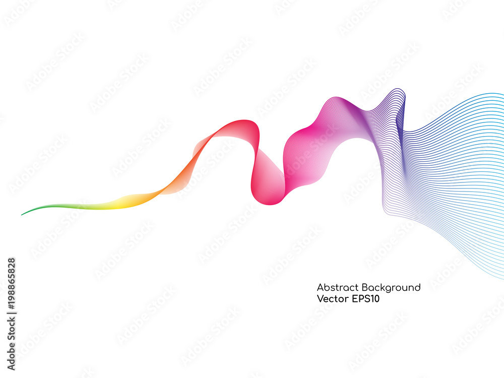 Abstract colorful wavy lines smooth curve isolated on white background for design elements in concept technology, science, music, modern