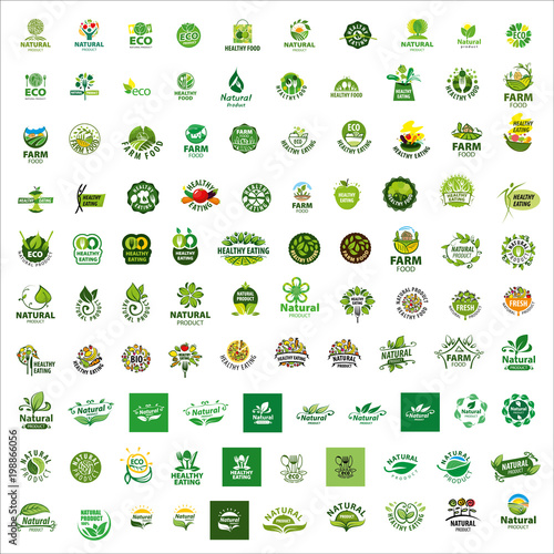 set of vector logos healthy food