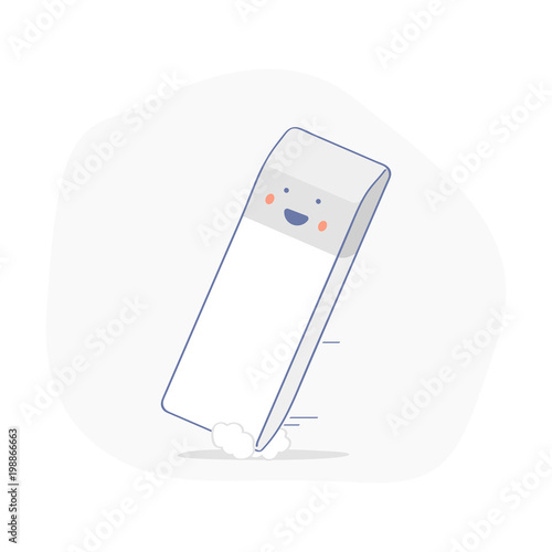 Cute funny eraser or rubber icon, correction symbol, erasure mistake correction, remove, deleting tool. Flat outline vector illustration on white background.