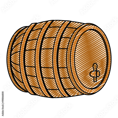 doodle wood barrel with wine alcohol beverege