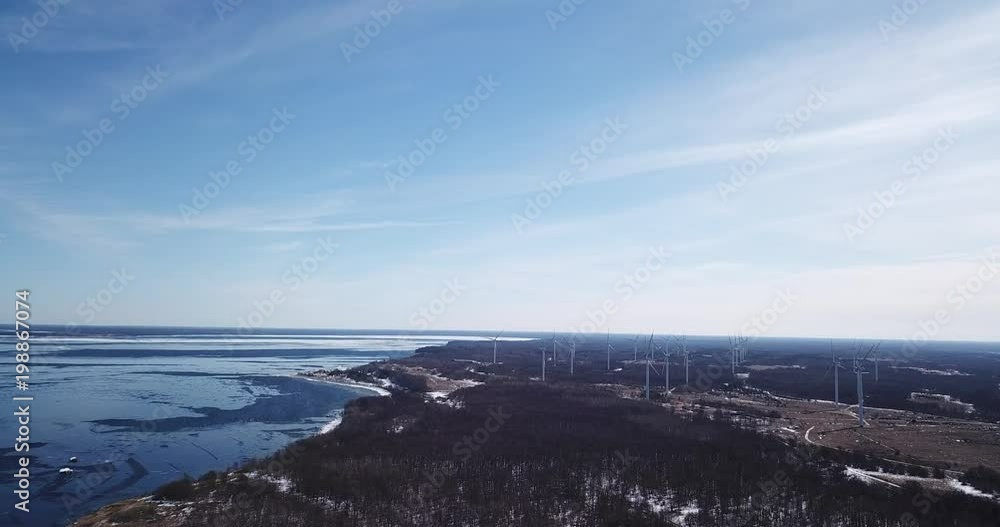 Aerial view Baltic sea at winter time