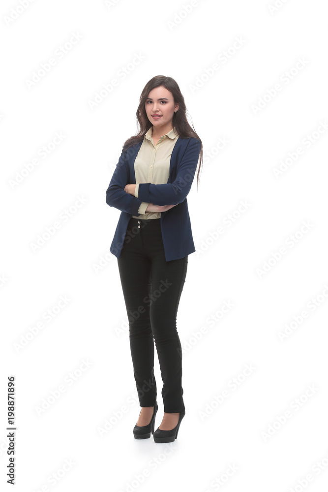 Woman stand and smile, isolated on white background. Woman stand and smile, isolated on white background.