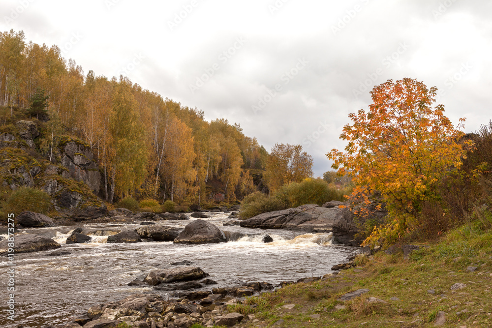 Mountain river, rapids, rocks in the water Mountain river, rapids, rocks in the water