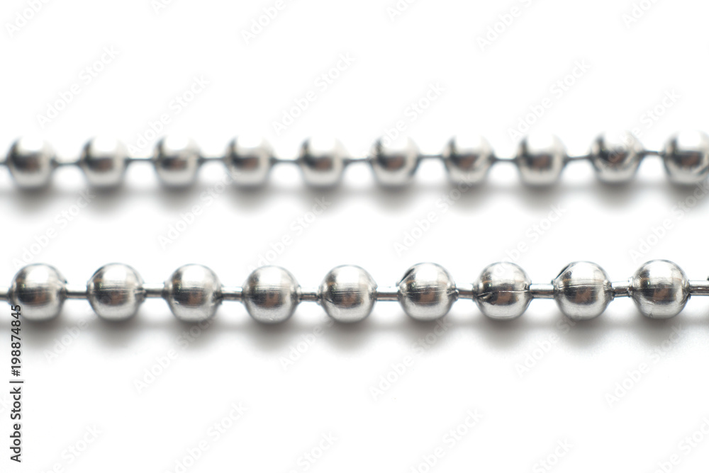 Obraz premium Silver necklace on white background.