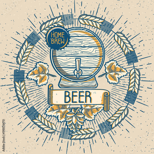 Home brew barrel of beer emblem