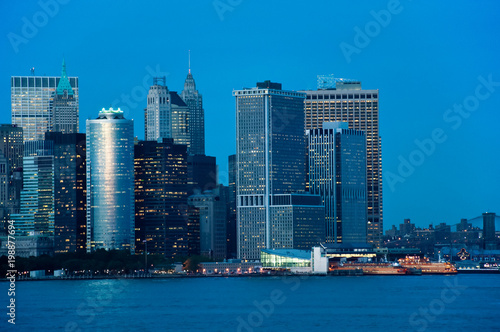 View of New York City from the sea, blue hour © Angela Rohde
