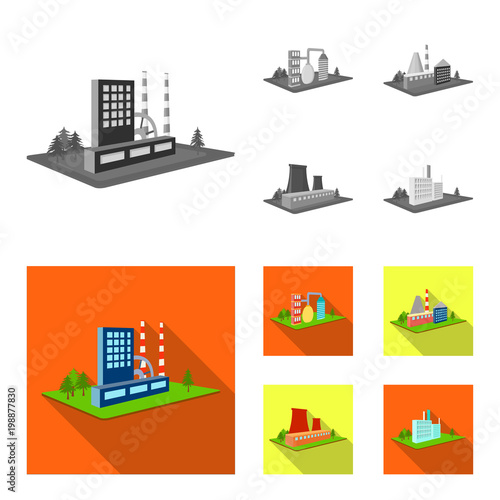 Processing factory,metallurgical plant. Factory and industry set collection icons in monochrome,flat style isometric vector symbol stock illustration web.
