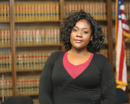 Portrait of a successful African American woman. Woman Lawyer in Law Office