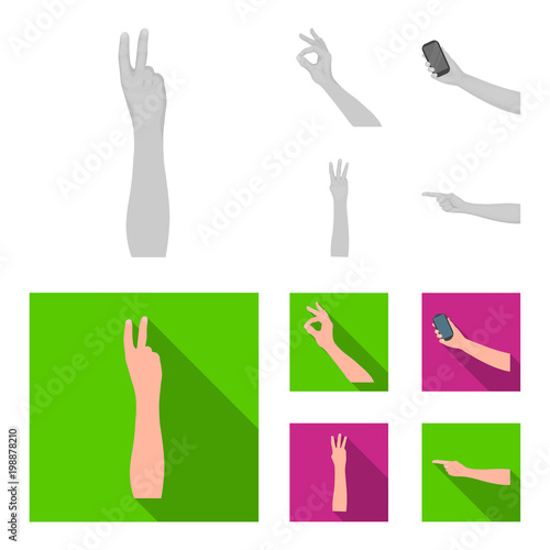 Sign Language monochrome,flat icons in set collection for design.Emotional part of communication vector symbol stock web illustration.