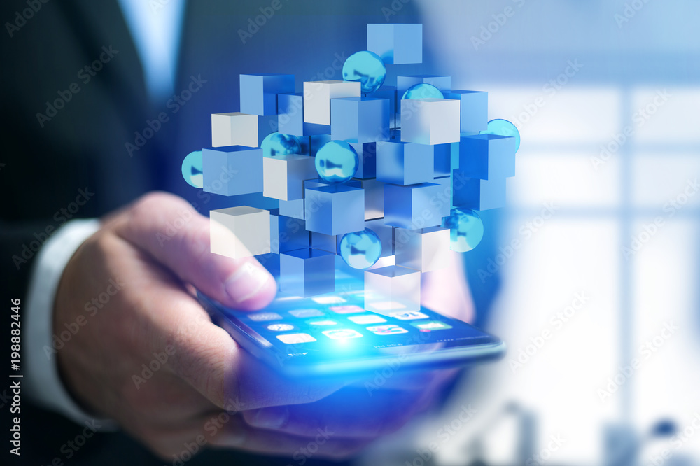 3d rendering blue and white cube on a futuristic interface 3d rendering blue and white cube on a futuristic interface