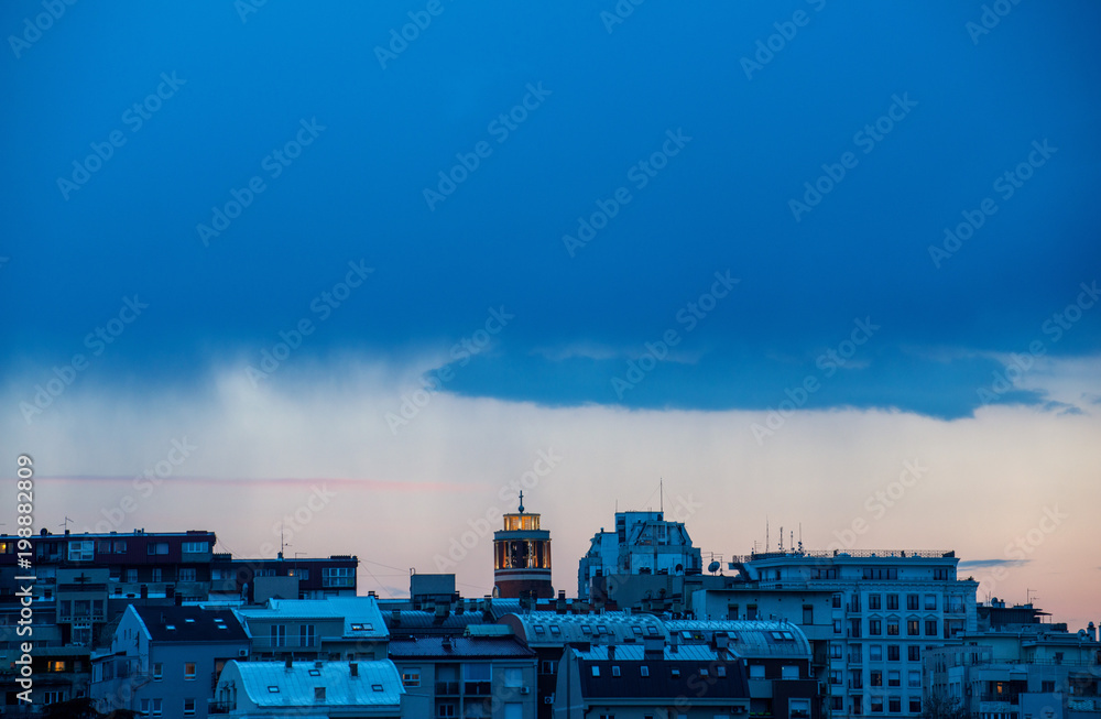 Belgrade city with cloudy sky, Serbia