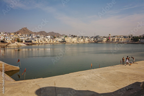 Pushkar holy lake in Pushkar city, Rajasthan, India, February 12, 2018