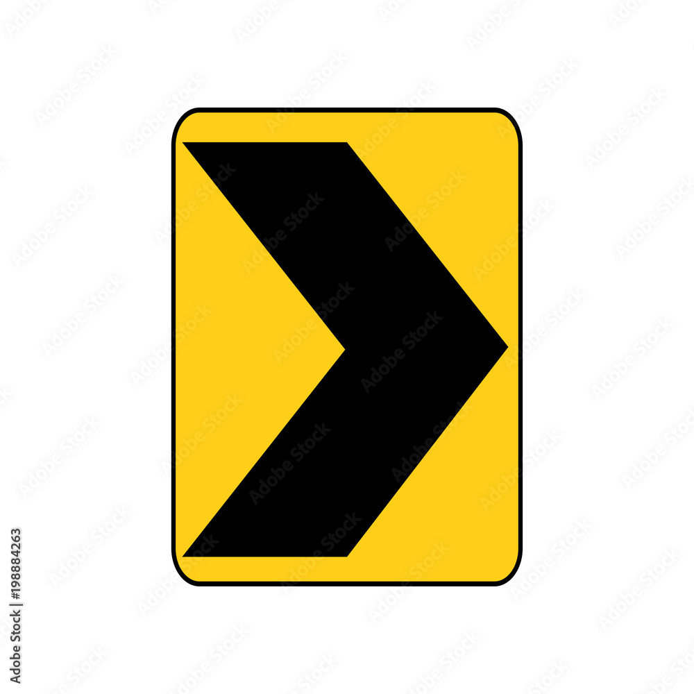 Usa Traffic Road Sign A Sharp Right Curve Or Turn Vector Illustration