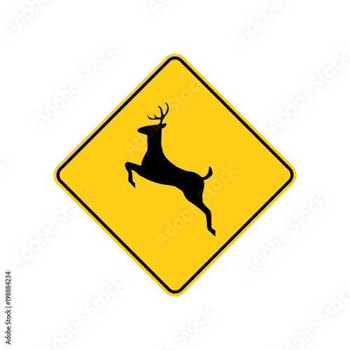 USA traffic road sign. deer crossing ahead. vector illustration