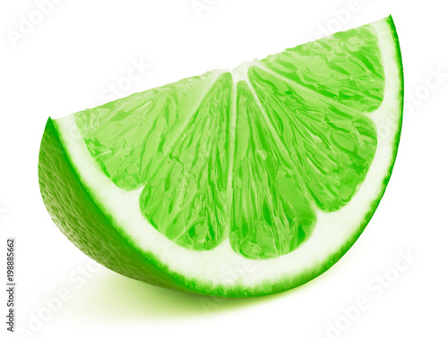 Perfectly retouched lime fruit slice isolated on the white background with clipping path. One of the best isolated limes slices that you have seen.