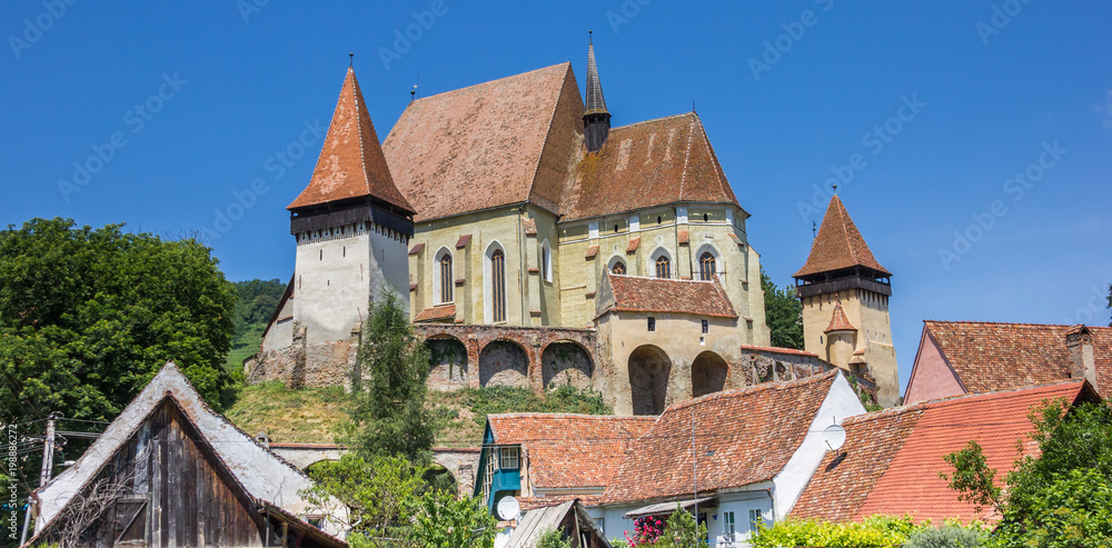 Panorama of the fortified church of Biertan, Romania