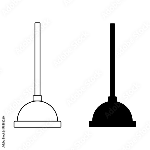 Toilet plunger bathroom equipment icon vector.