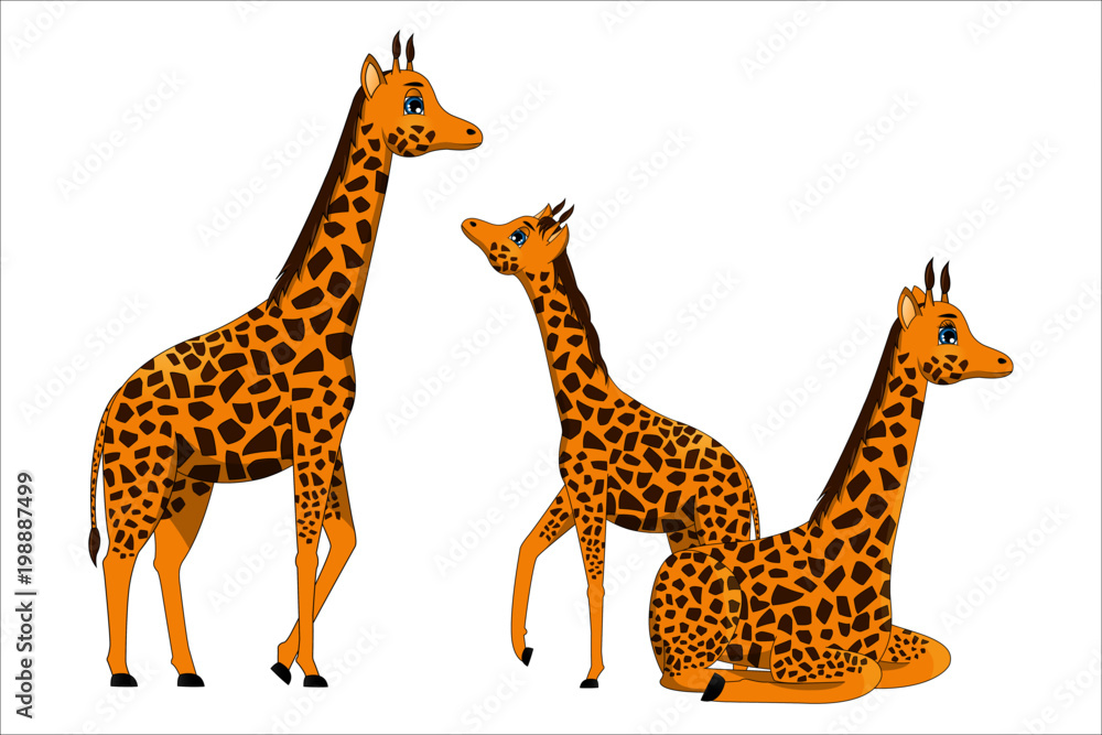 Obraz premium Family of cute cartoon giraffes