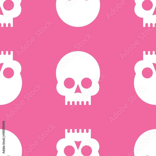 Seamless pattern with skulls on a rose quartz background.white on pink. Vector Illustration