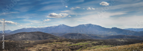 Mountain panorama in early spring. High into a mountain. Landscape of Dry Mountain  Serbia