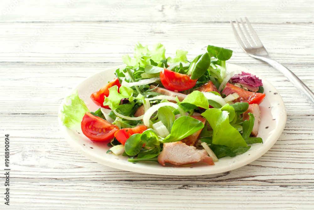 Fresh vegetables and chicken salad Fresh vegetables and chicken salad