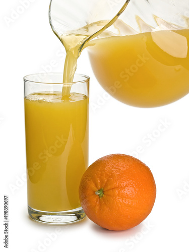 Filling of a glass by orange juice