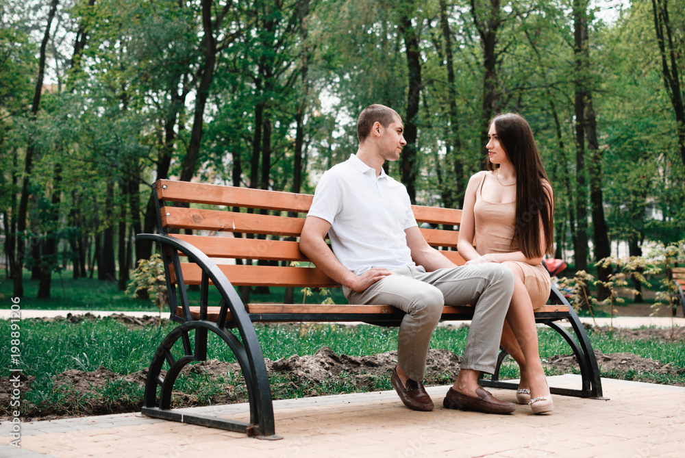 Young beautiful couple walking outdoor Young beautiful couple walking outdoor