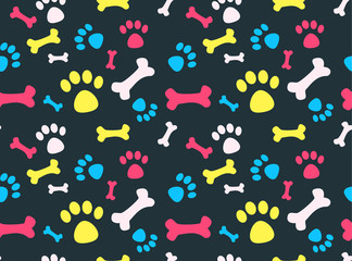 Keuken achterwand Honden patronen Hondenpootjes patroon in pastelkleuren  © Artem