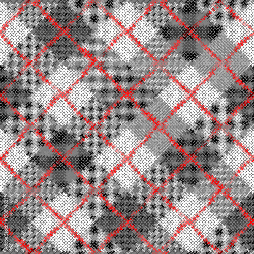 Seamless background pattern. Imitation of a texture of rough canvas painted with plaid pattern. Vector image.