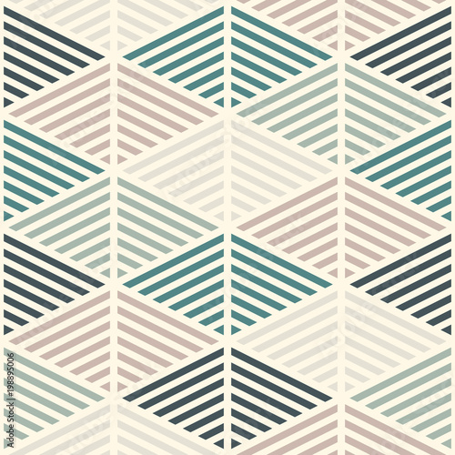 Seamless pattern with hatched diamonds. Scale wallpaper. Rhombuses and lozenges motif. Repeated geometric figures