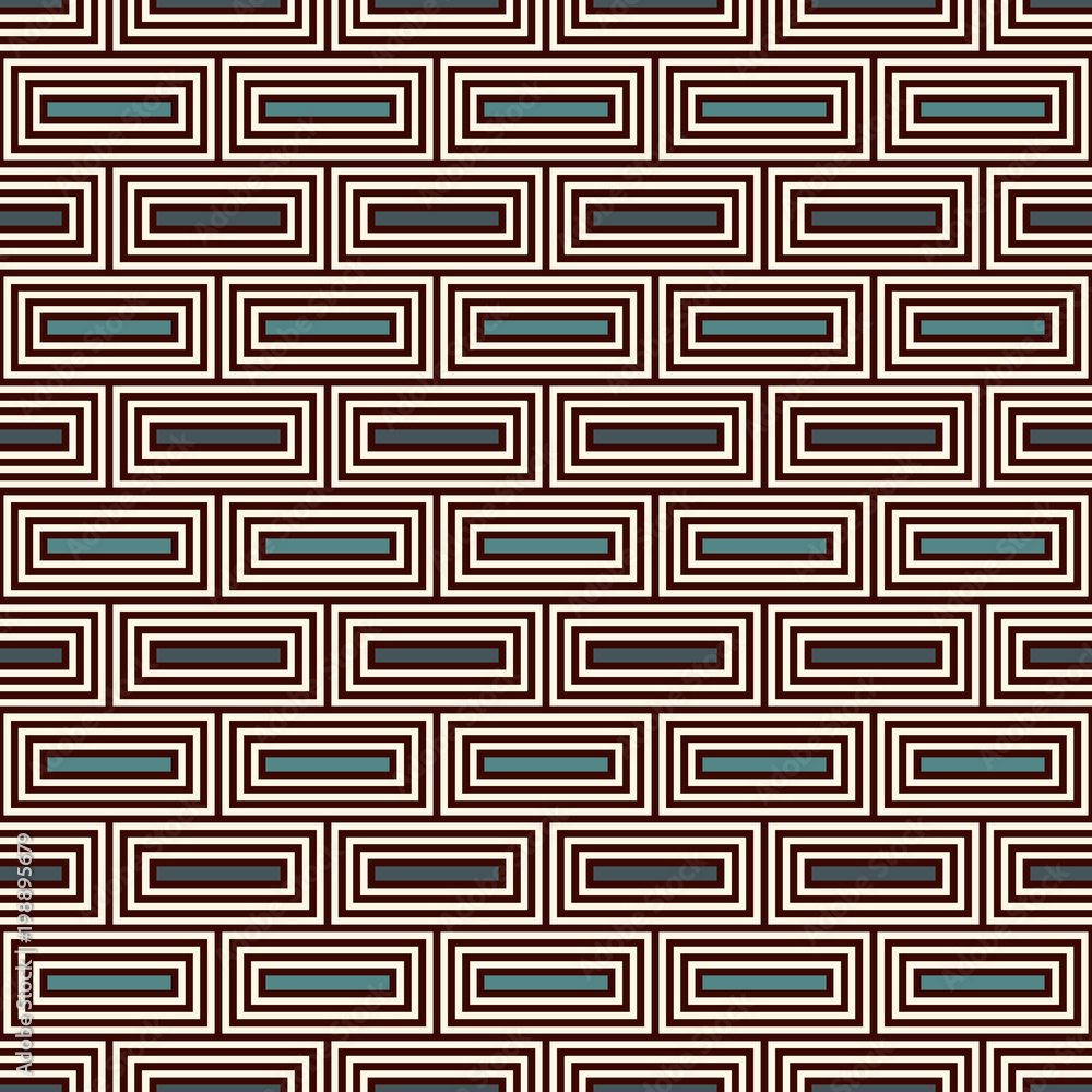 Repeated rectangular blocks abstract background. Bricks motif. Ethnic style seamless pattern with geometric ornament.