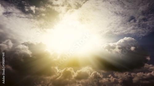  God rays . Dramatic nature background . Sunset or sunrise with clouds, light rays and other atmospheric effect . Light from sky . Religion background .