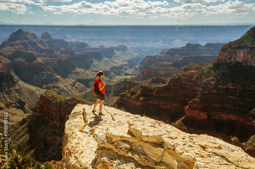A hiker in the Grand Canyon National Park, North Rim, Arizona, USA