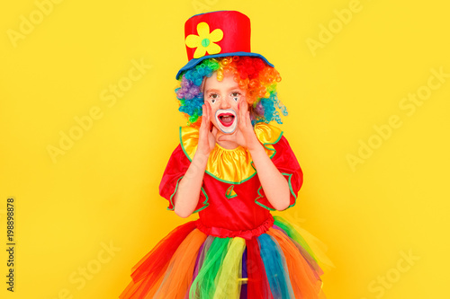 Hey  hear me  Funny little clown looking at camera