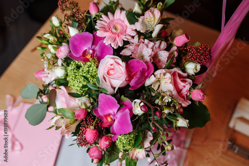 rose on bouquet of flowers