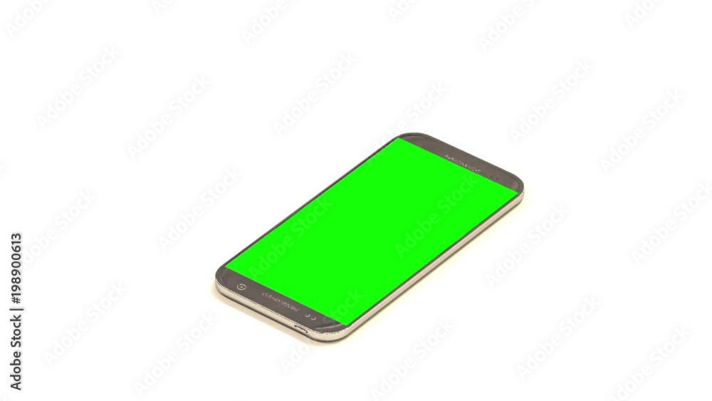 smartphone on a white background with a chroma key on the display and marks for the perspective smartphone on a white background with a chroma key on the display and marks for the perspective