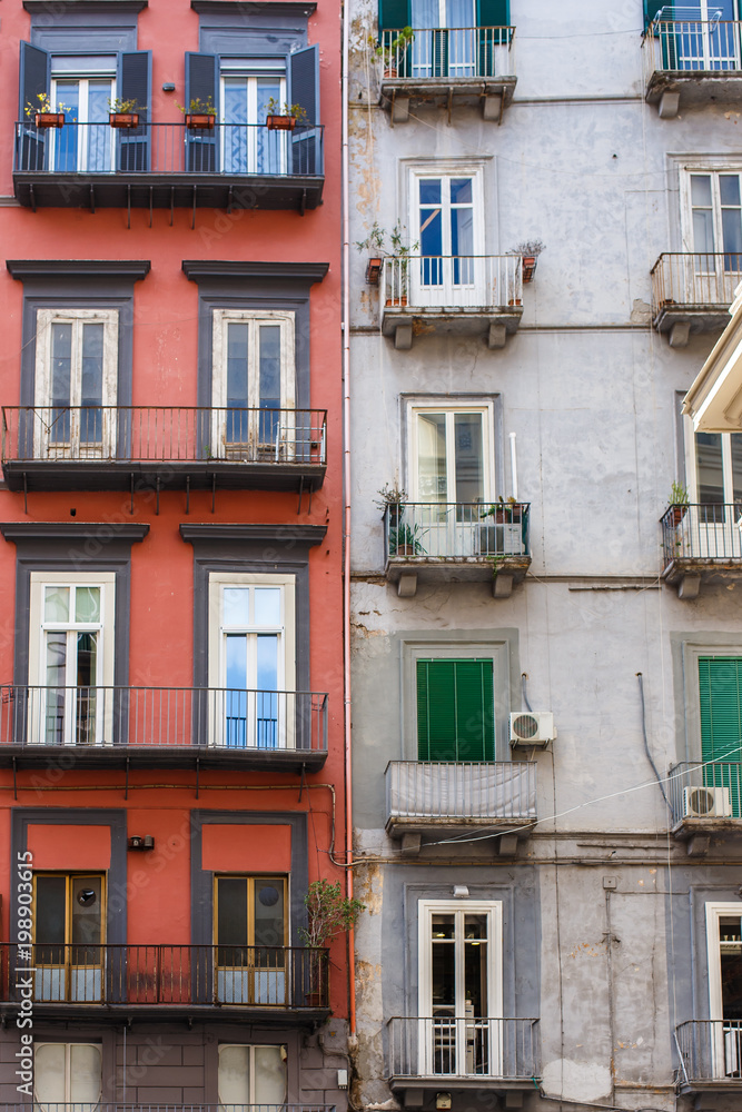 Obraz premium PROCIDA, NAPOLI, ITALY - JANUERY 5th, 2018: Colorful houses in the island of Procida, Italy. Approximately one hour by boat from Naples.